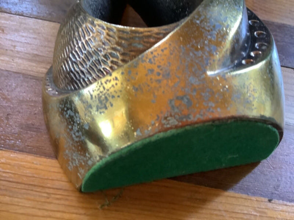 Vtg pair Modern mid century Sculpture Brass Metal Bookends MCM