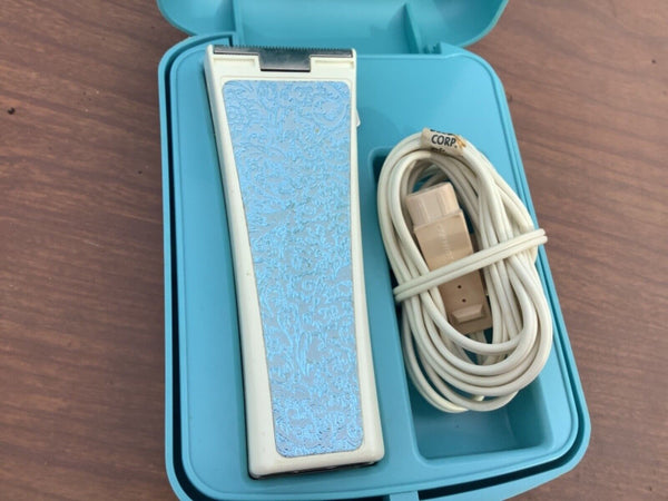 Lady Remington Electric Shaver Razor Model 3M2L Aqua Blue Hard Case Vtg Works!