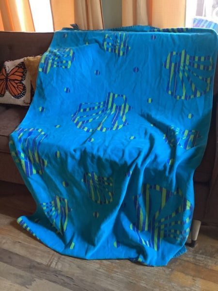 VTG Palm Cove  tree Franco Towels 100% Egyptian Cotton Shell Beach blue green