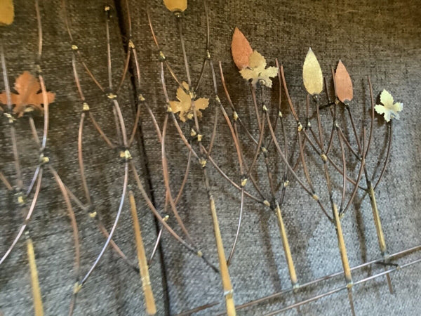 Vtg Mid Century modern Leaf Metal Brutalist Wall Sculpture