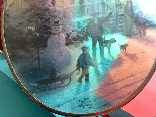 Vtg Thomas Kinkade Oval glass Panel - Suncatcher.