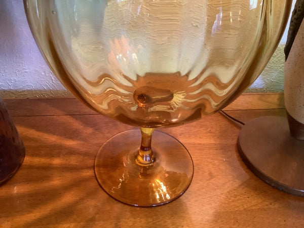 Vtg large Empoli Optic Amber Glass Brandy Snifter/Vase fish bowl mid century mcm