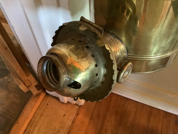Vtg  antique Brass Two Burner Double Angle Lamp light Fixture  Hanging Canopy