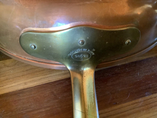 Vtg lot 9 piece Tagus pot cookware set sauce frying pan copper brass