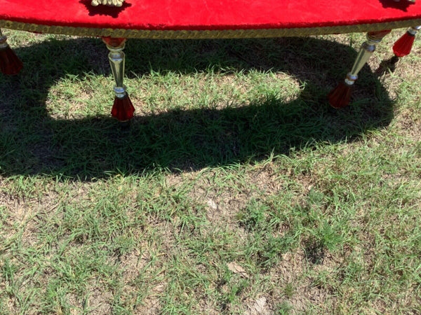 Vtg MID CENTURY Modern mcm Glass Coffee table red gold Hollywood Regency rare