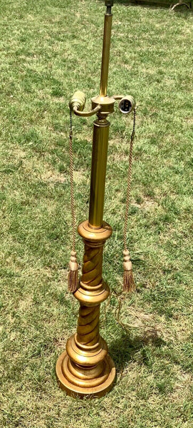 VTG Hollywood Regency Mid Century modern retro gold wood tassels Table Lamp