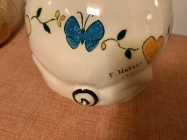 Vintage pottery ceramic piggy Pig Bank retro