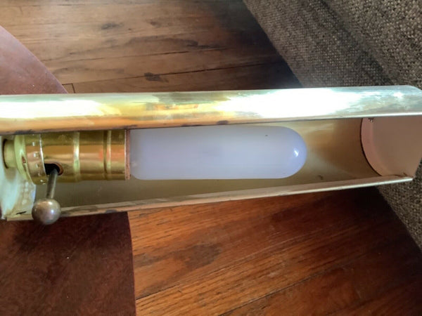 Vtg Brass Adjustable Swinging Arm desk table Pharmacy Table Lamp mid century