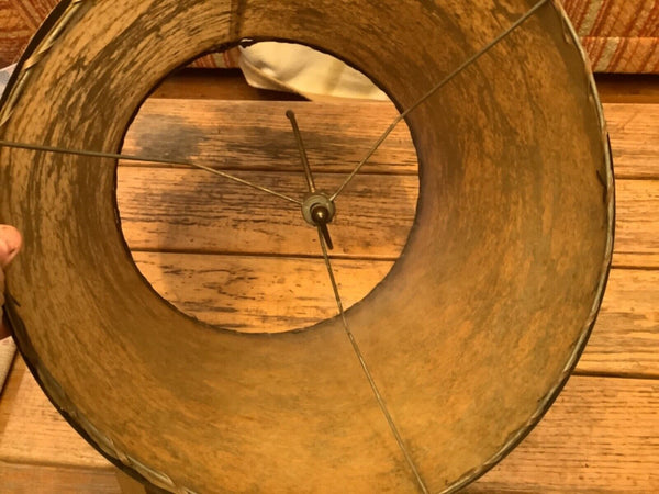 Vtg Mid Century Modern Drum Barrel Swirl gold brown Lamp Shade fiberglass