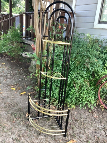 Vtg Hollywood Glam Corner Shelf Plant Stand Etegere mid century modern retro