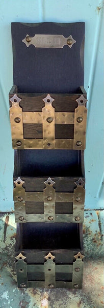 Vintage Wooden Wall Letter mail Holder wall Mount Wood brass gothic