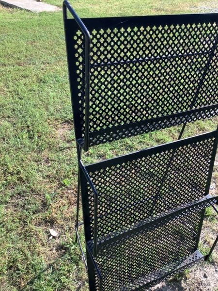 Vtg Mid-Century Modern Stand Magazine Record Metal Wire mesh rack folding mcm