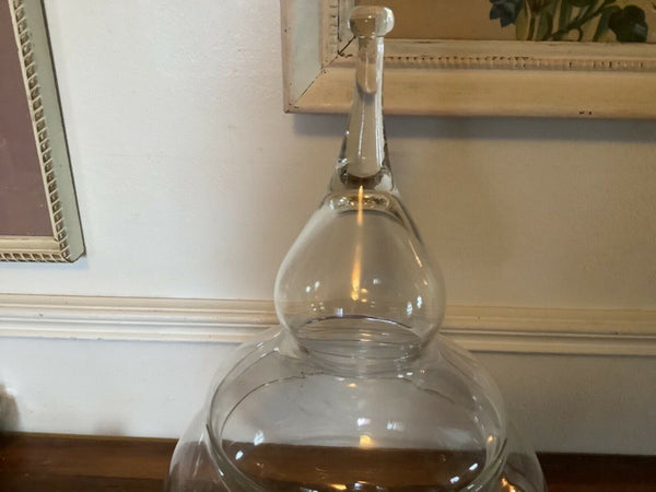 Vintage mid century modern retro Clear Glass  Apothecary Candy Jar lid