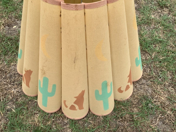 vtg Southwestern desert cactus wolf  lamp shade LAMPSHADE western