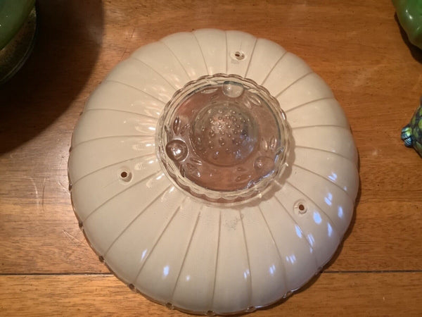 Vtg Art Deco Frosted White sunflower  Glass 3 Hole Chain Ceiling Light Shade