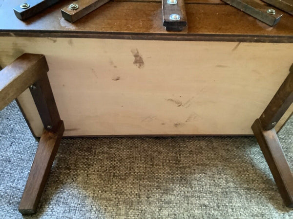 VTG Mid Century Strommen Bruk Hamar Norway Accordion Style Wood Sewing Box Chest