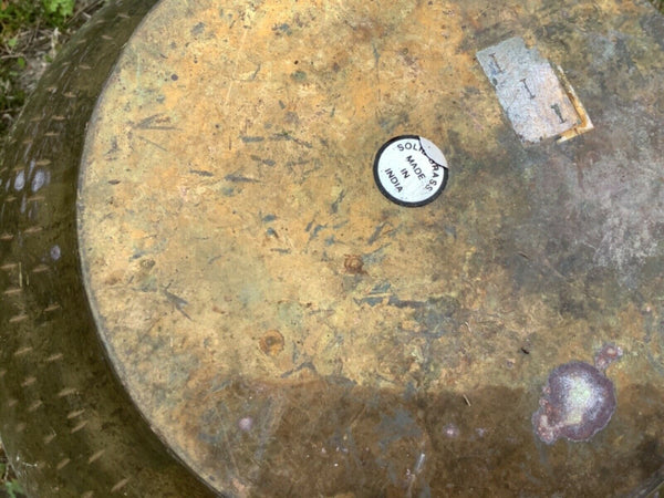 VTG  hammered Brass Planter Pot India ribbon