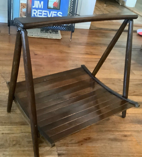 Vtg  Mid Century modern Folding Wooden Magazine Rack Yugoslavia  Masterpiece