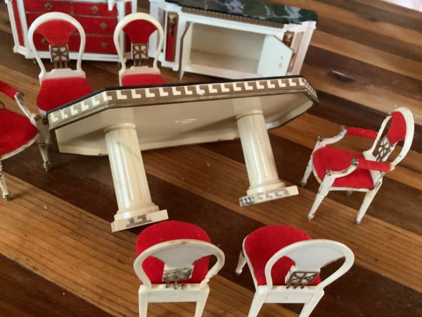 Ideal GORGEOUS DINING ROOM SET Vtg Miniature Dollhouse Furniture mid Century mod
