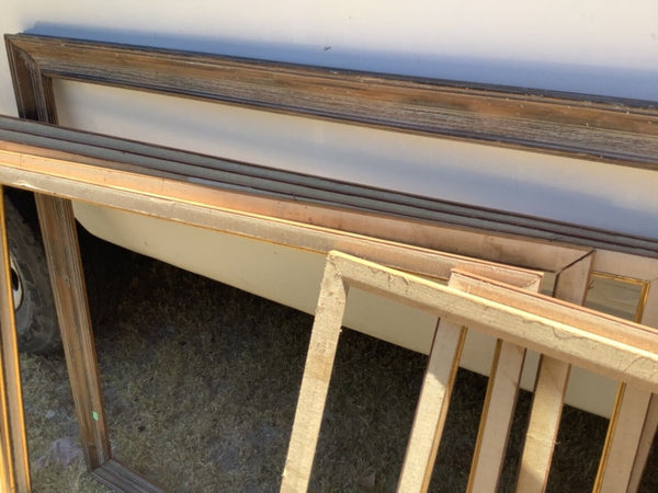 Vtg LOT 21 large PICTURE FRAMES ART Linen wood wooden Wall Collage crafts