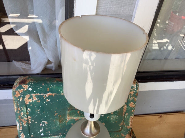 Vtg Table Lamp White Satin frosted Glass Gold Tree Asian Japanese Chinese