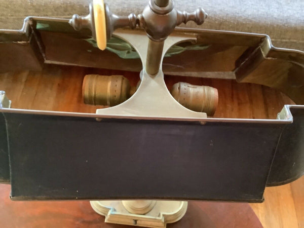 Vtg French Bouillotte Brass Candlestick Adjustable Tole Desk Table Lamp shade