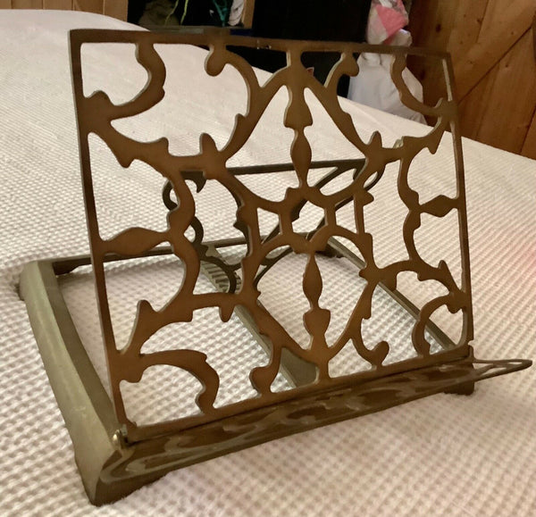 Vintage Solid Brass Adjustable Book Music Art Stand Easel Holder cookbook