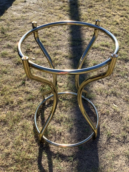Vtg wicker Mid Century Modern Chrome Metal Tubular stand Table Missing Glass