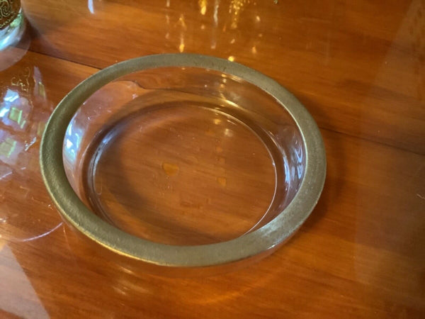 Vtg 4 Culver Valencia 22 kt Gold & Green Highball Tumblers caddy coasters mcm