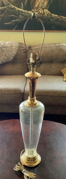 Vintage 1985 Chapman Table desk Lamp Brass & bubble Glass