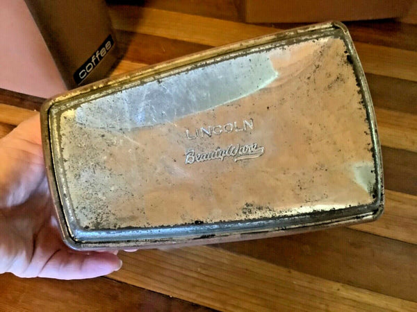 Vtg mcm modern Lincoln Beauty Ware 4-piece tin metal chrome containers canisters