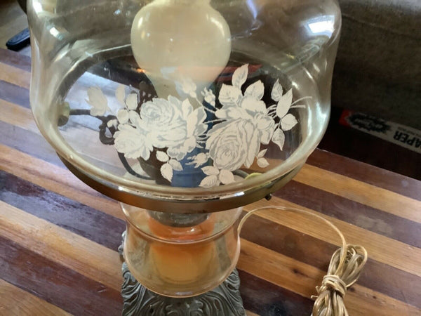 Vtg Iridescent amber roses Gone With The Wind parlor table Lamp Shade