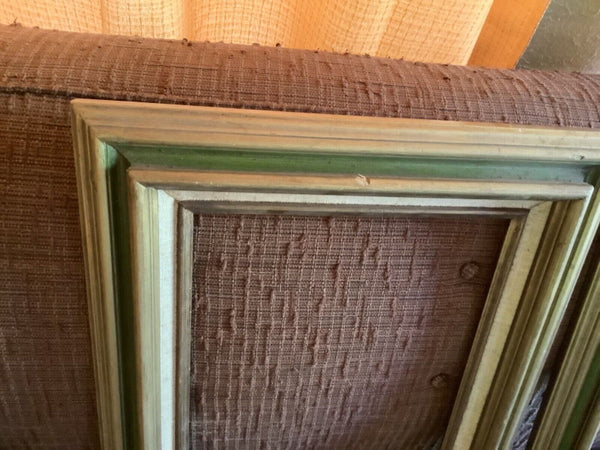 Vintage Mid Century  modern mcm Pair Mexico green art Picture Frames wood wooden