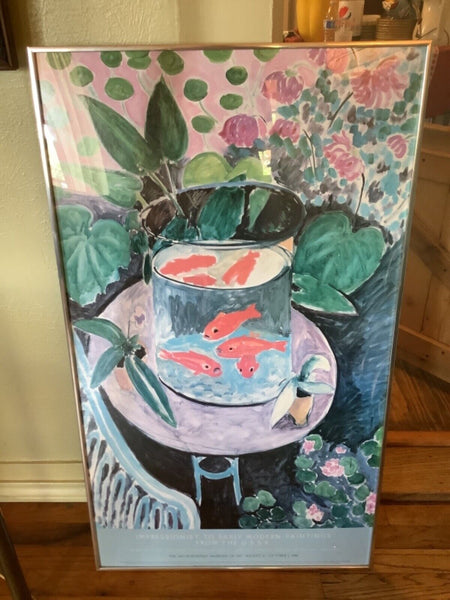 Vtg Goldfish Henri Matisse Vintage LITHO 1987 Art  print Poster Framed gold fish