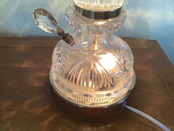 VTg CUT CRYSTAL GLASS TABLE nightstand LAMP VANITY BOUDOIR grapes nightlight