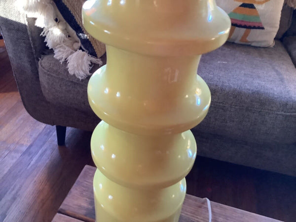 BRIGHT YELLOW LAMP VINTAGE MCM  TABLE MID CENTURY MODERN Retro ceramic pottery