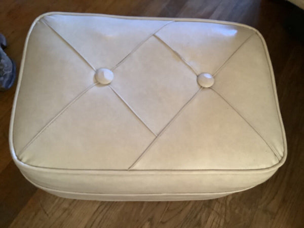 Vtg Vinyl Rectangle Footstool foot stooL ottoman Mid Century Modern hassock