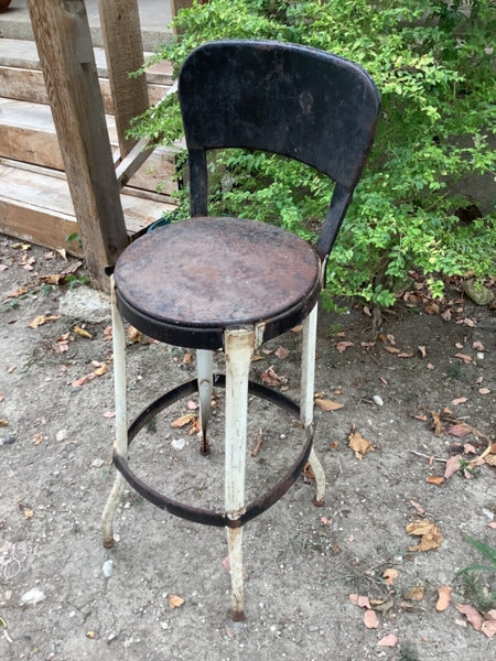 Vtg mid century  Cosco Metal Kitchen Stool 1950s Black Kitchen Stool chair seat