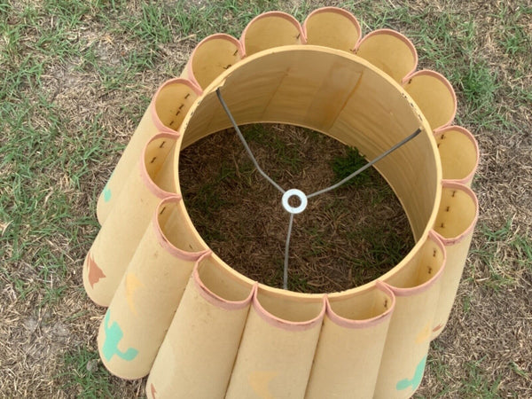 vtg Southwestern desert cactus wolf  lamp shade LAMPSHADE western