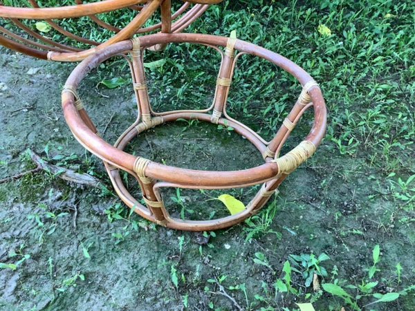 VTG mid century modern retro Papasan bamboo boho Chair wood wicker