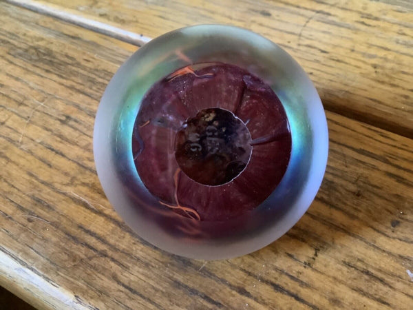 VTG GLASS EYE STUDIO GES HAND BLOWN ART GLASS PAPERWEIGHT SIGNED 1996 PLANET