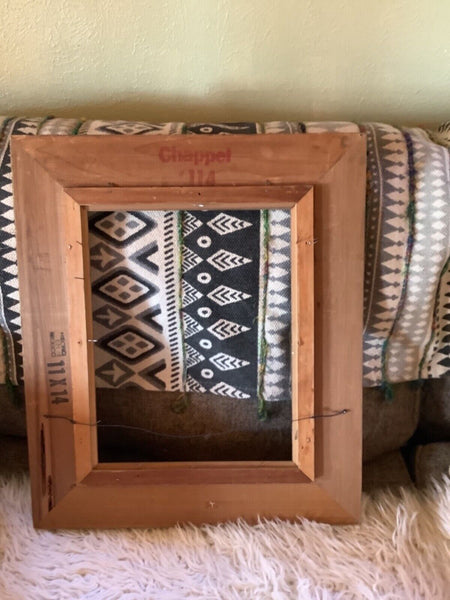 Vtg gold  Mexico mid century McM Wood wooden Picture Frame Linen 11 x14