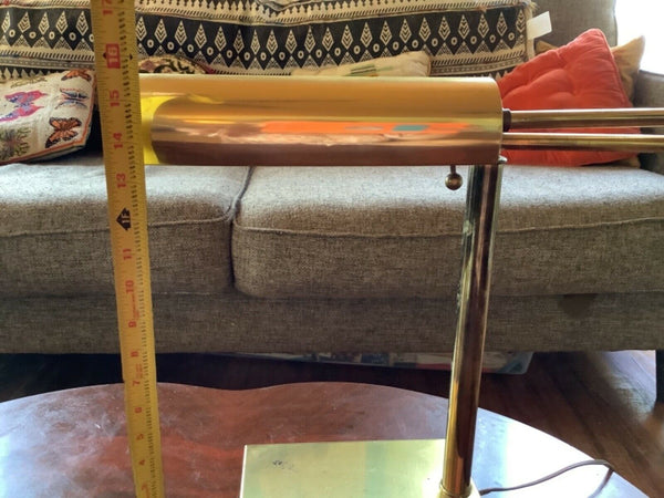 Vtg Brass Adjustable Swinging Arm desk table Pharmacy Table Lamp mid century