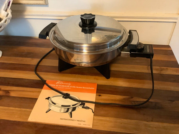 Lustre Craft  Stainless Steel Liquid Core Electric Skillet works Vtg