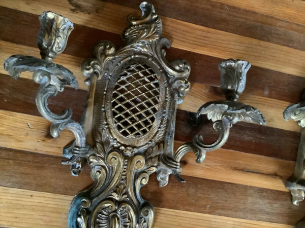 Wall Sconces Candle Holder Metal Brass Vintage Candelabras Double Pair