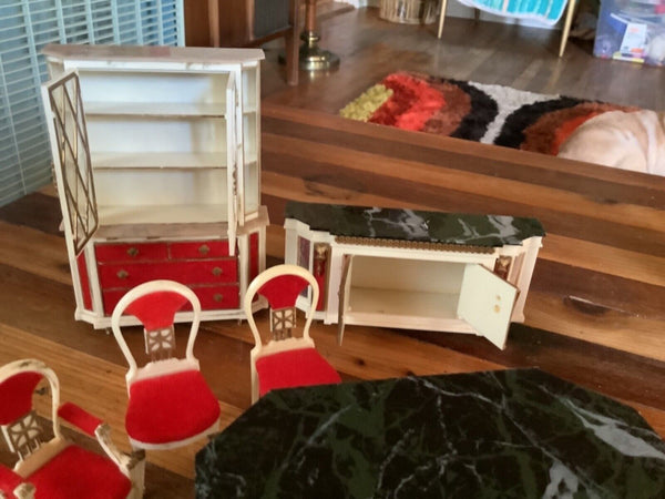 Ideal GORGEOUS DINING ROOM SET Vtg Miniature Dollhouse Furniture mid Century mod