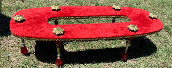 Vtg MID CENTURY Modern mcm Glass Coffee table red gold Hollywood Regency rare