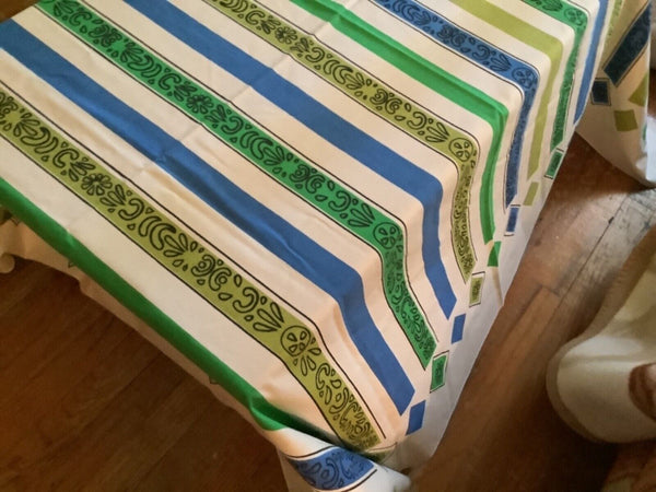 Vtg Mid Century Modern  mcm diamond striped kitchen Tablecloth  table cloth