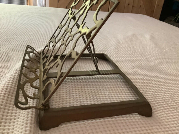 Vintage Solid Brass Adjustable Book Music Art Stand Easel Holder cookbook