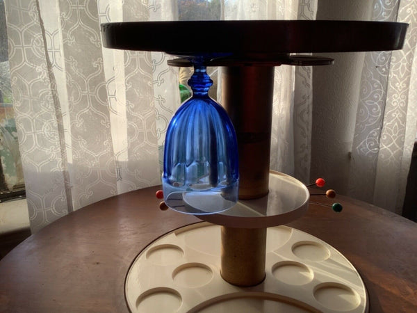 Vtg mid century modern retro pop up wood bar cocktail surprise table Art Deco